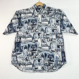 Rugger by Gant Salty Dog men’s blue/white button up shirt size medium men’s.